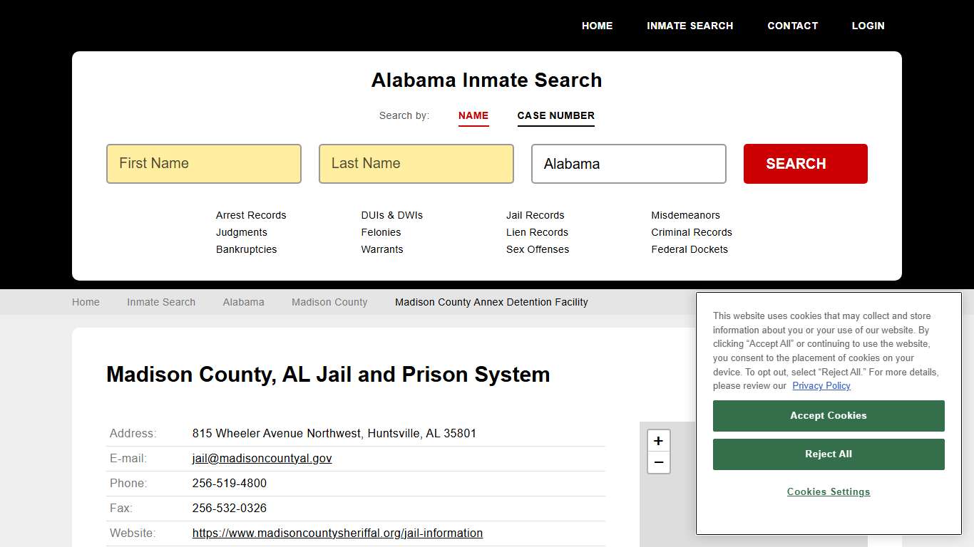 Madison County Annex Detention Facility Inmate Records Search, Alabama - StateCourts